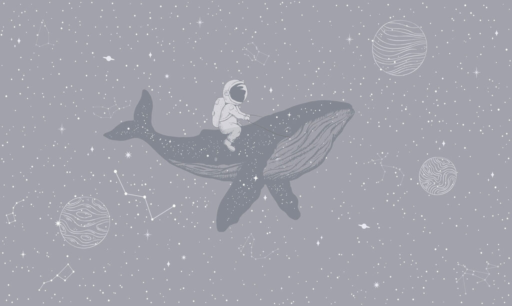 Astronaut pe o balenă — design complet