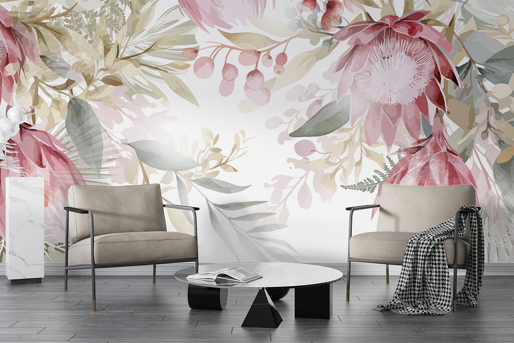Flori roz, centru luminos — interior 5