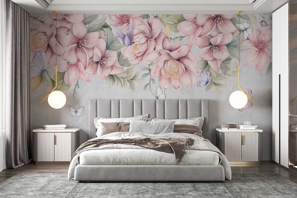Flori roz deasupra fluturilor — interior 1