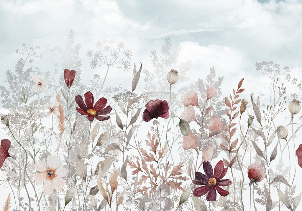 Flori bordo printre ierburi — design complet