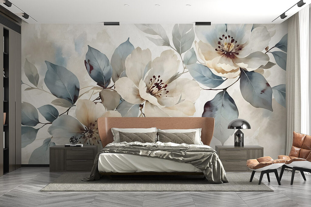 Flori albe, ramuri verzi-albastre — interior 2