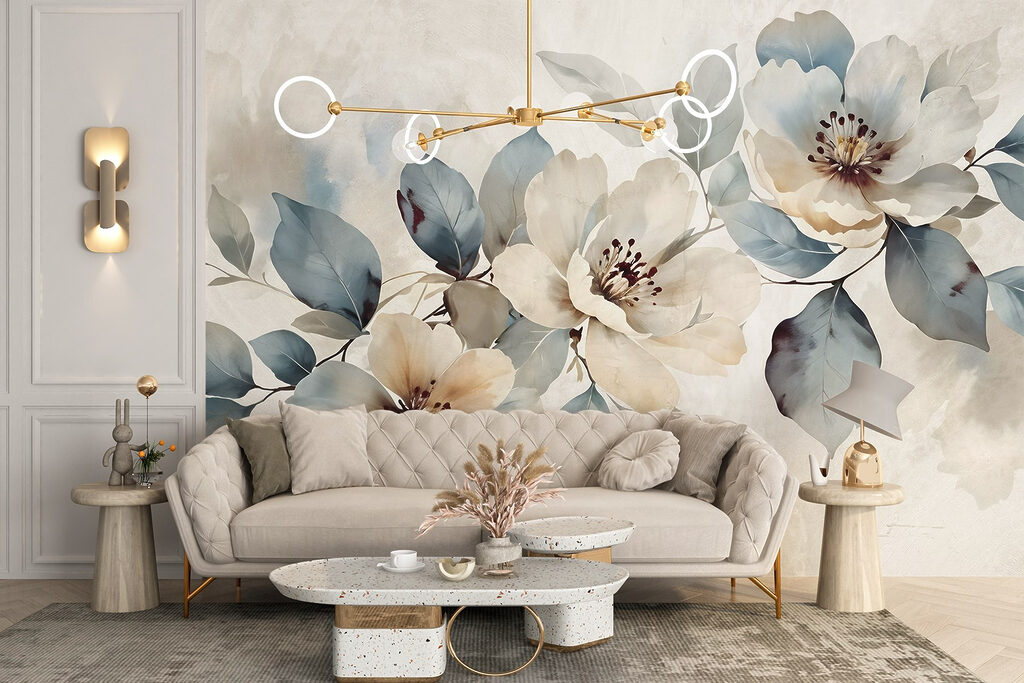 Flori albe, ramuri verzi-albastre — interior 5