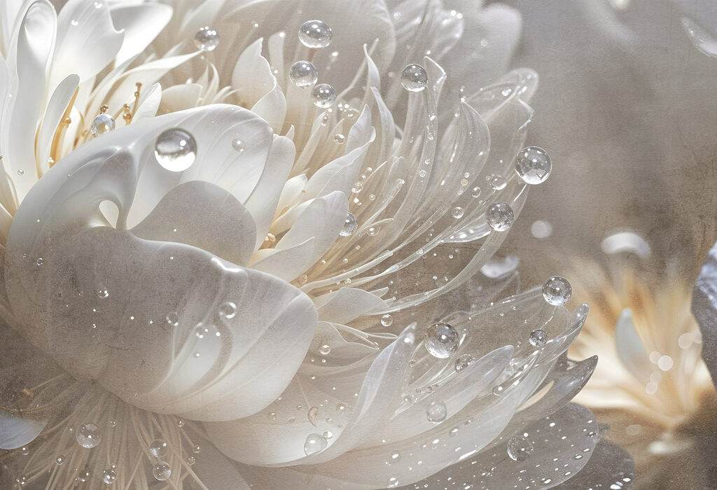 Floare strălucitoare cu picături — design complet