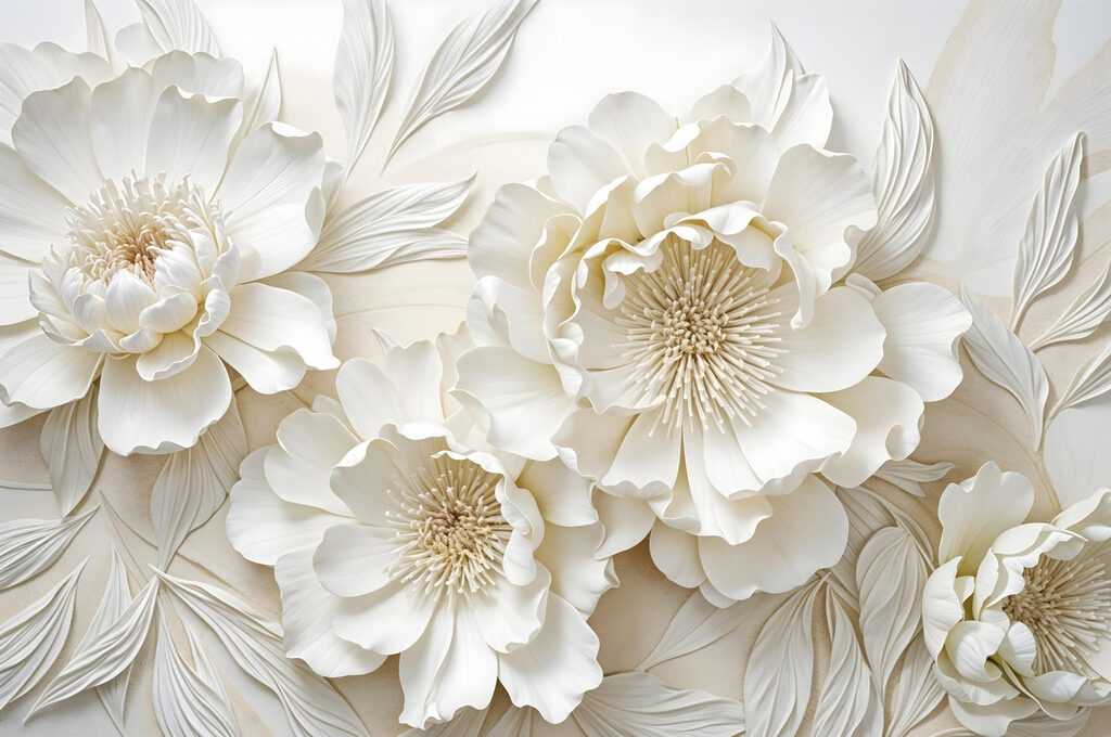 Flori albe, inimi aurii — design complet