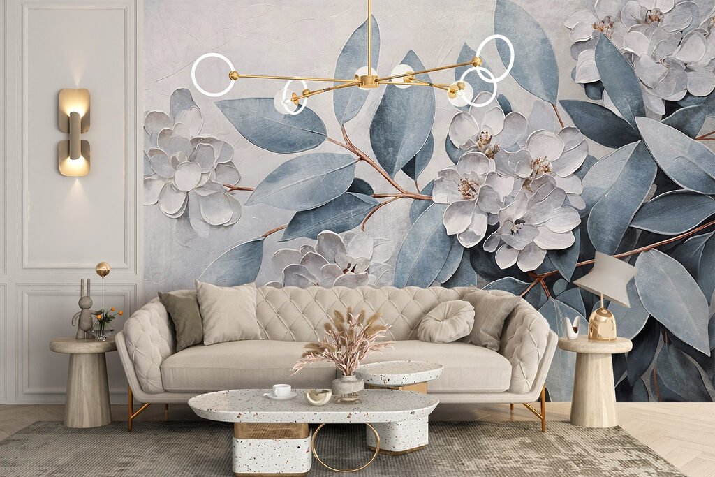Frunze albastre printre flori — interior 5