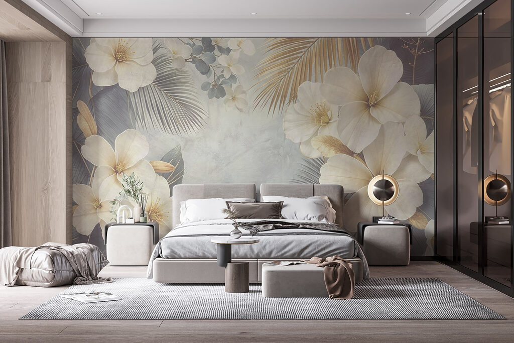 Flori albe, evantaie aurii — interior 1
