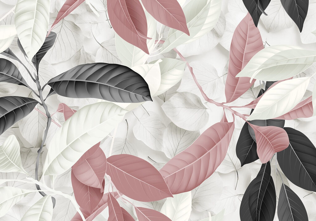 Frunze roz, alb-negru — design complet