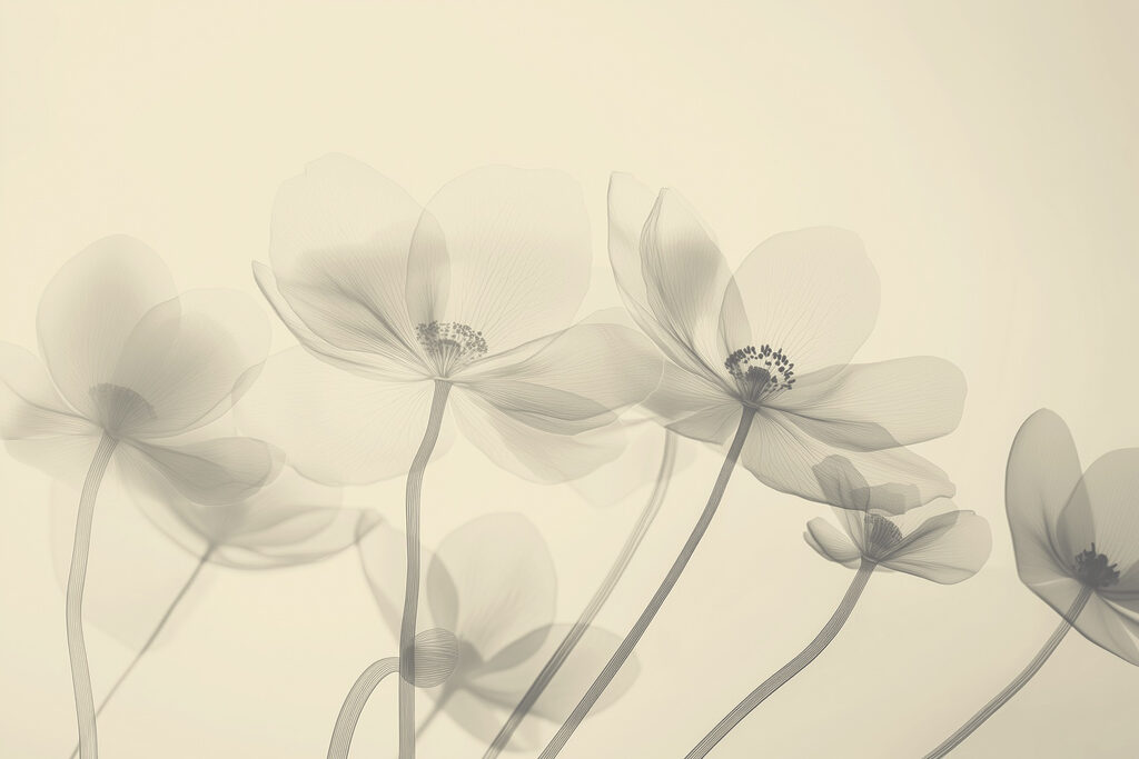 Flori transparente pe tije — design complet