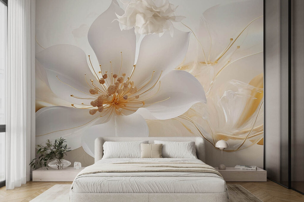 Floare albă, linii aurii — interior 1