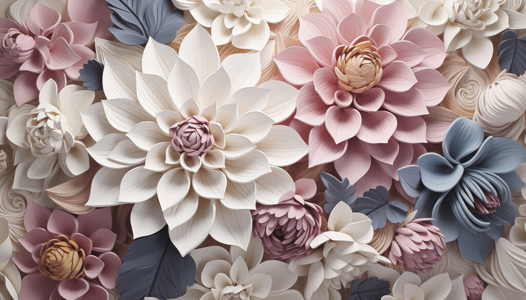 Flori în relief pastel — design complet