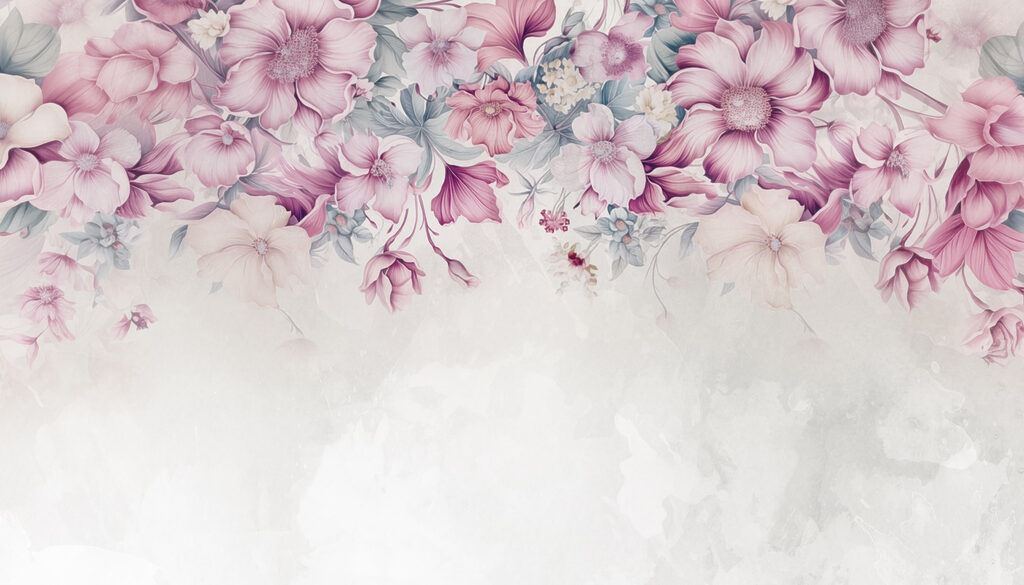 Flori roz la margine — design complet
