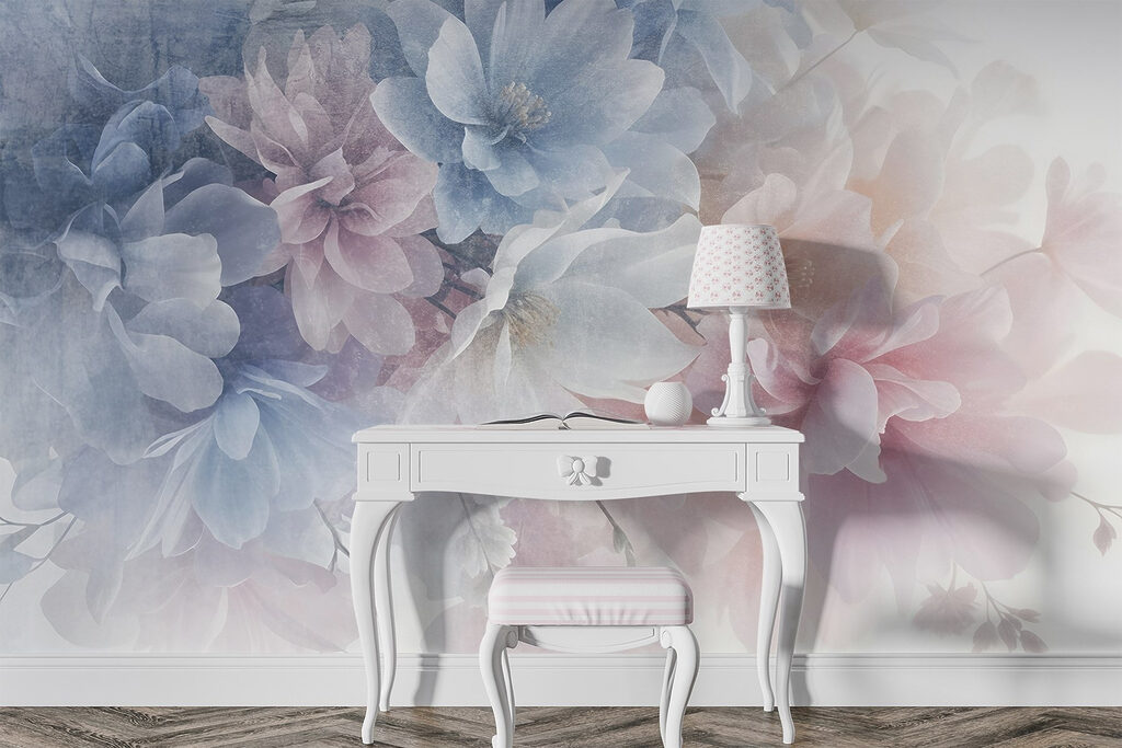 Flori pastel pe alb — interior 1