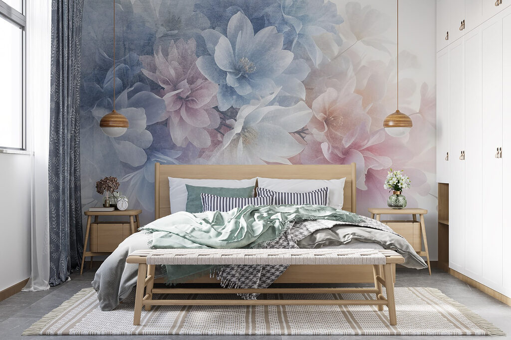 Flori pastel pe alb — interior 2