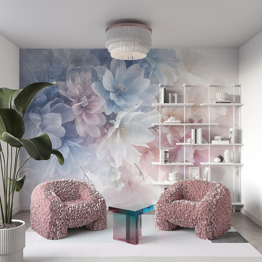 Flori pastel pe alb — interior 4