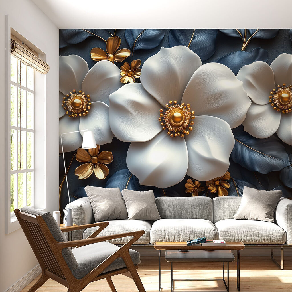 Flori albe, linii curbe — interior 1