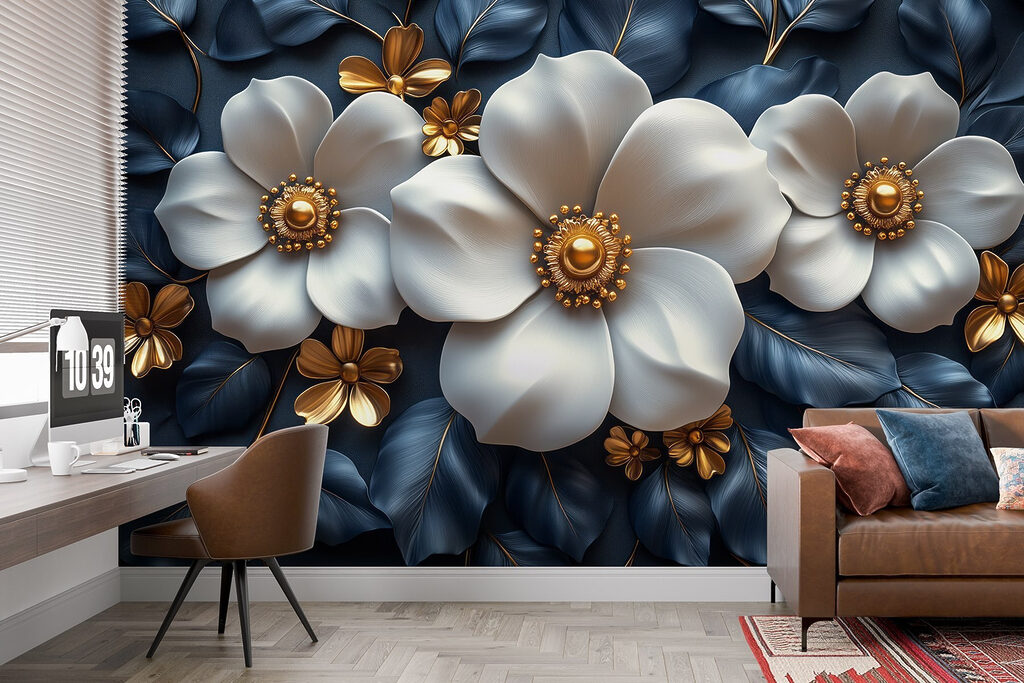 Flori albe, linii curbe — interior 2