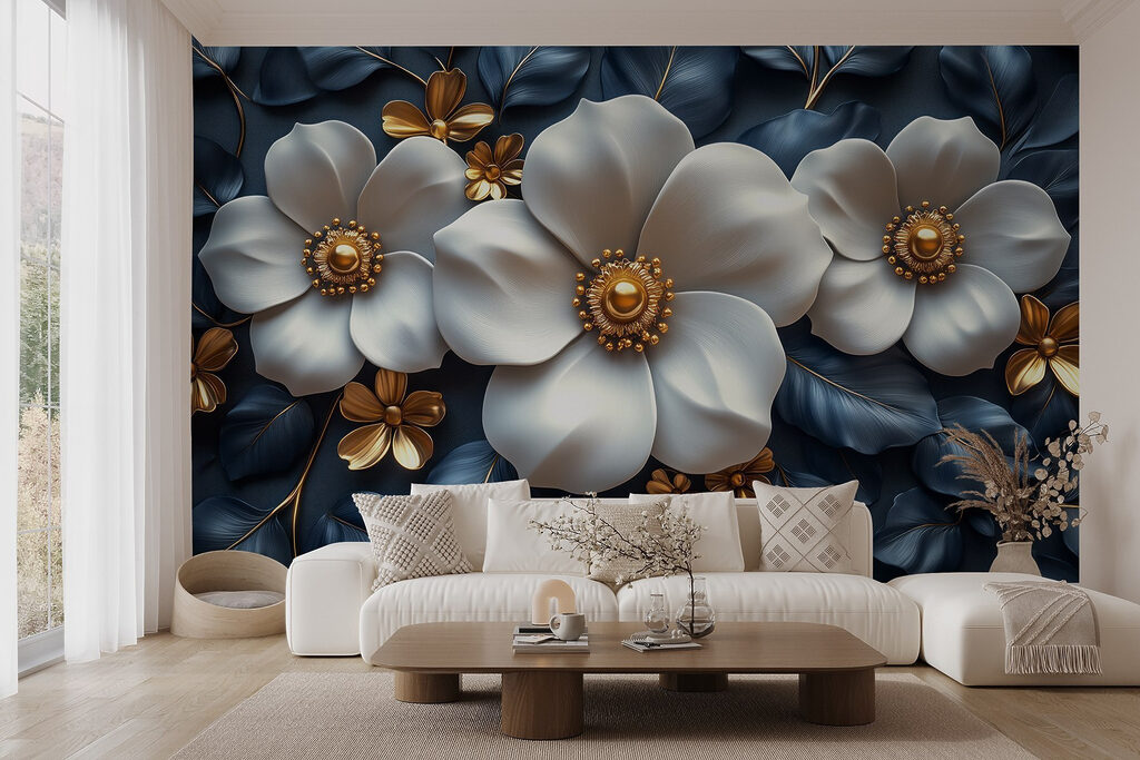 Flori albe, linii curbe — interior 3
