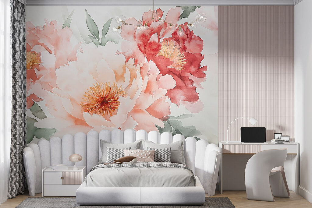 Flori roz în acuarelă — interior 4