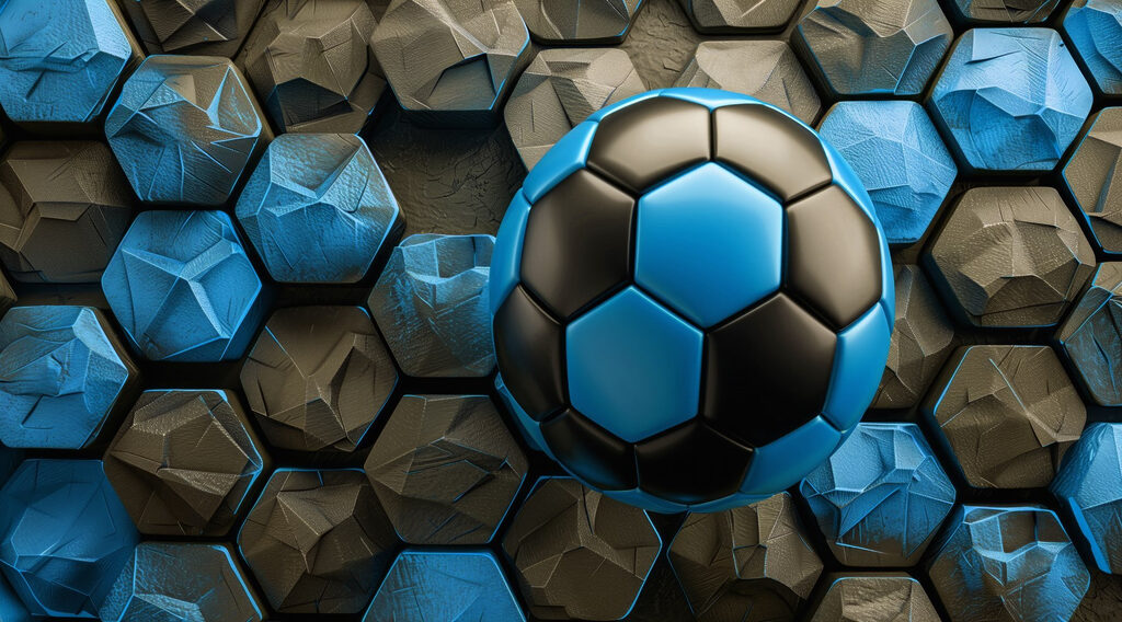 Minge albastră între hexagoane — design complet