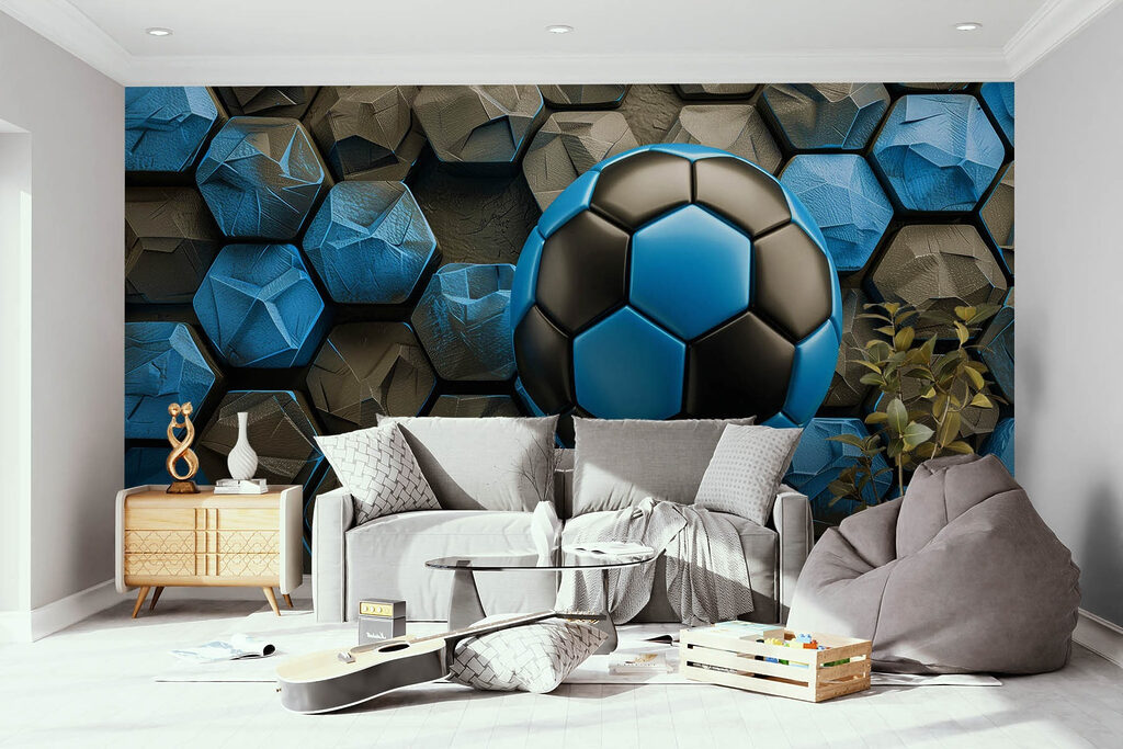 Minge albastră între hexagoane — interior 1
