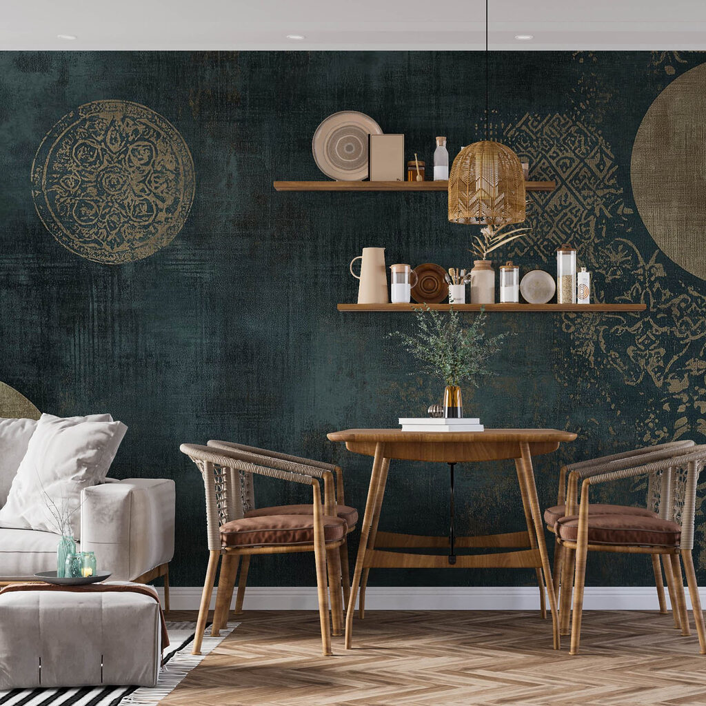 Ornamente aurii pe petrol — interior 3