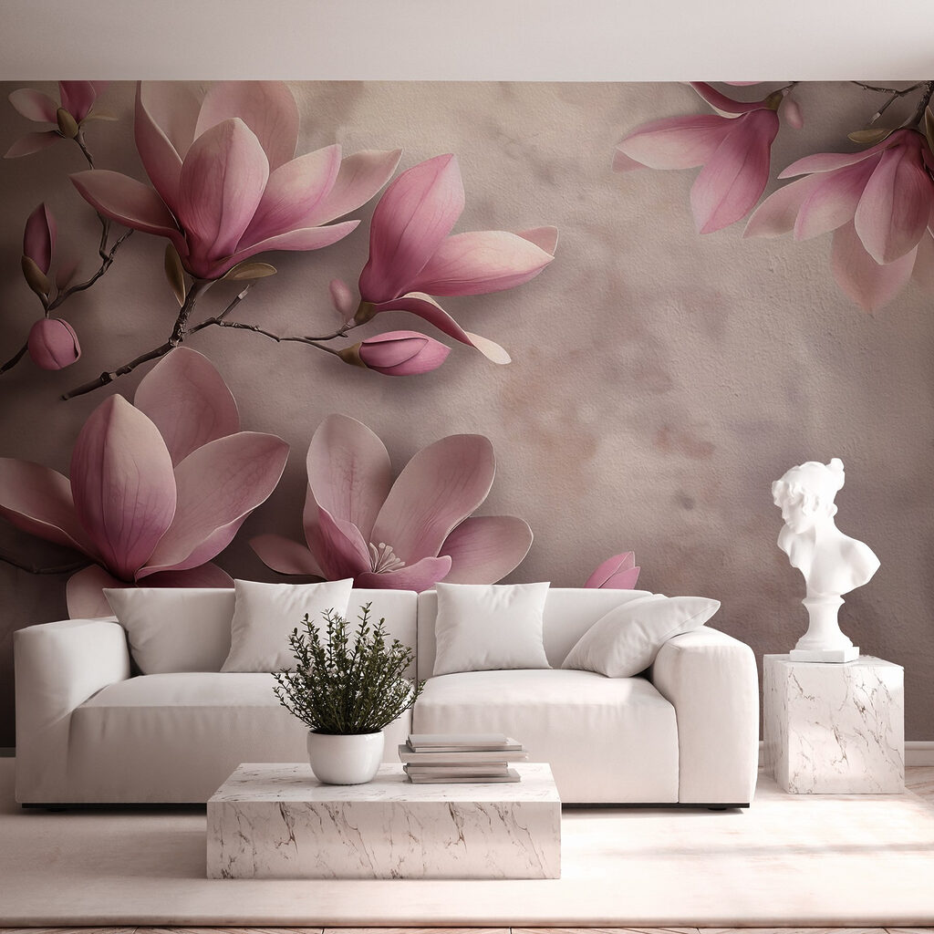 Ramuri curbate pe roz — interior 1