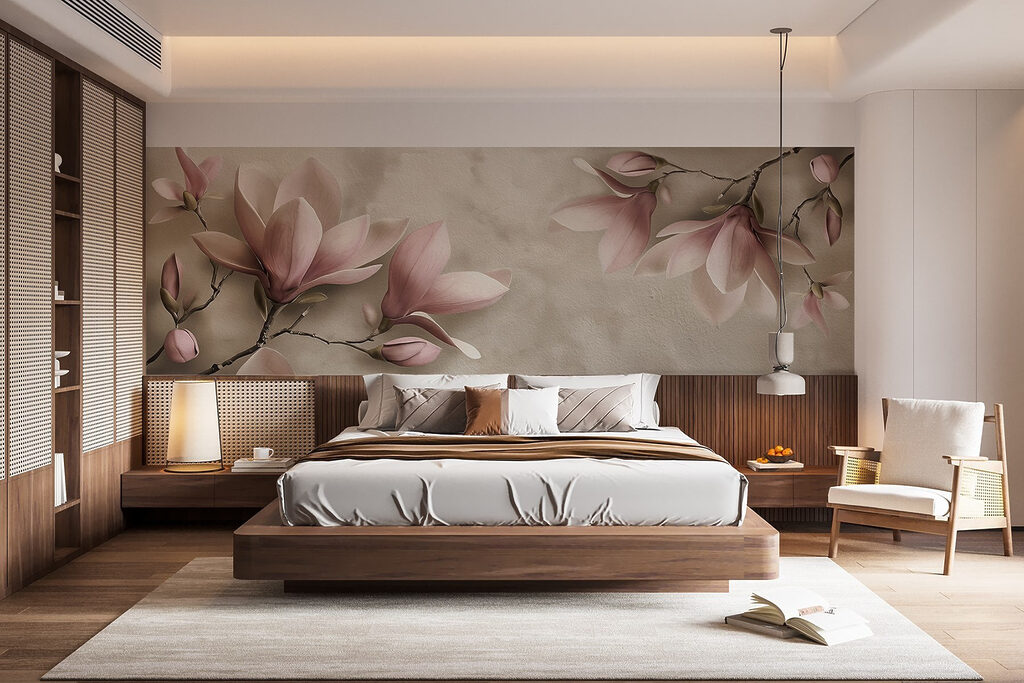 Ramuri curbate pe roz — interior 1