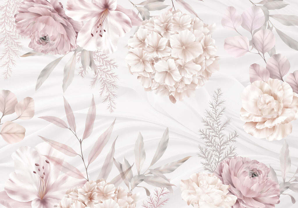 Flori roz și dungi — design complet