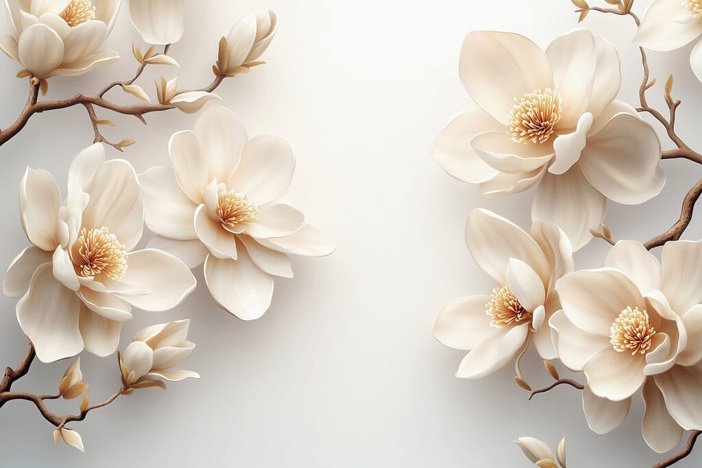 Umbre calde, flori albe — design complet
