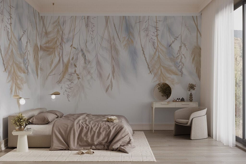 Frunze atârnate pe albastru — interior 3