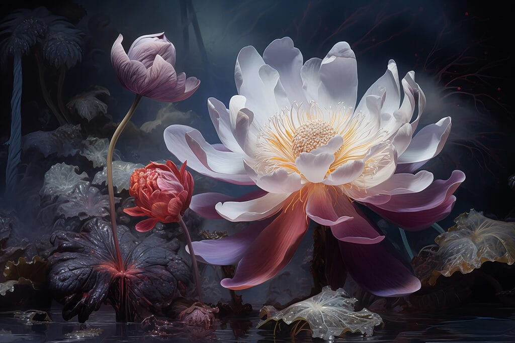 Floare luminoasă în noapte — design complet