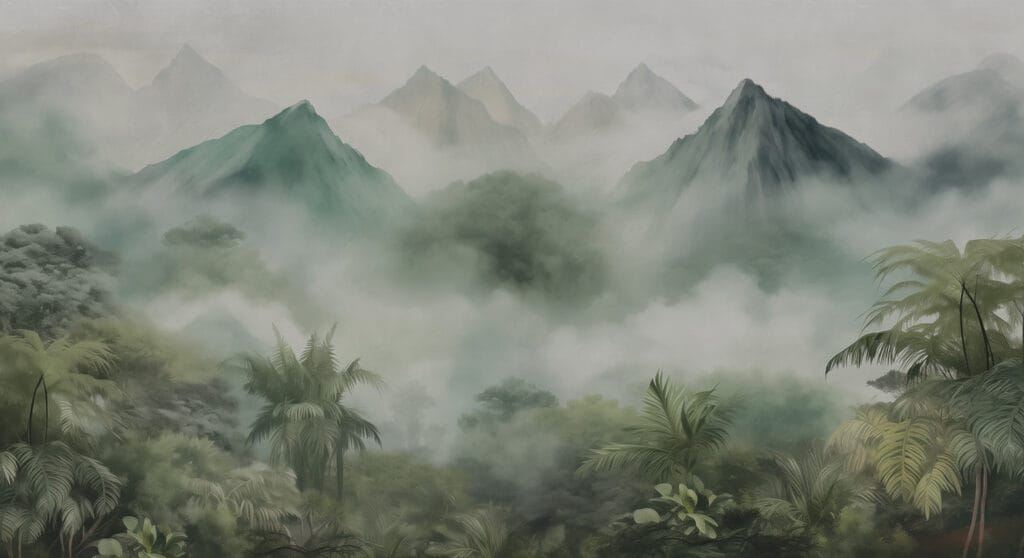 Pădure tropicală în ceață — design complet