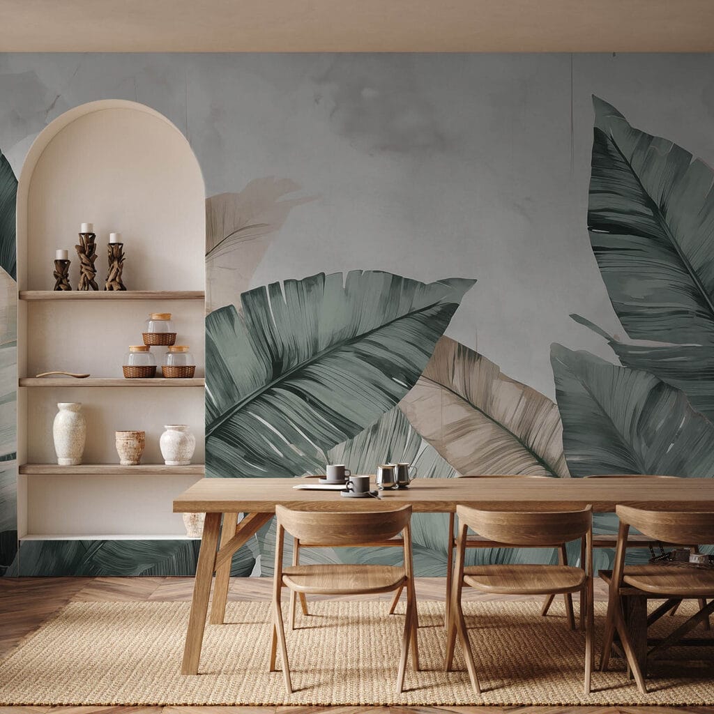 Frunze verzi, fundal crem — interior 3