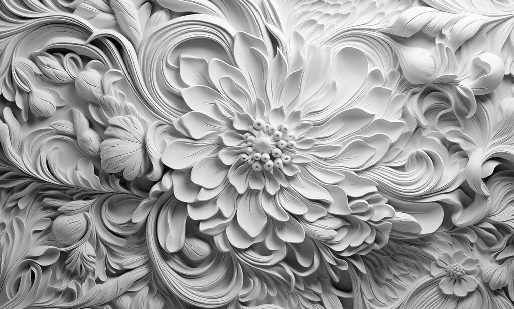 Floare cu petale răsucite — design complet