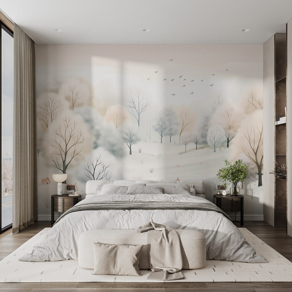 Dealuri înzăpezite și păsări — interior 1