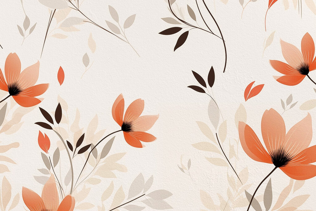 Flori portocalii pe ramuri — design complet