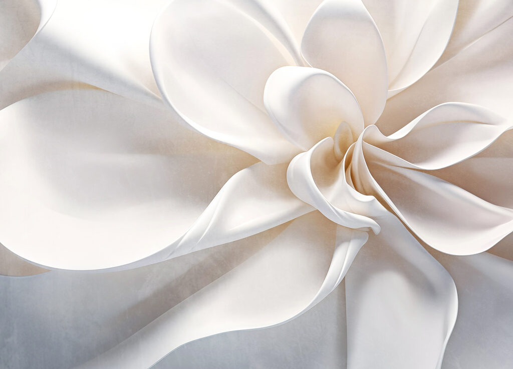 Floare albă răsucită — design complet