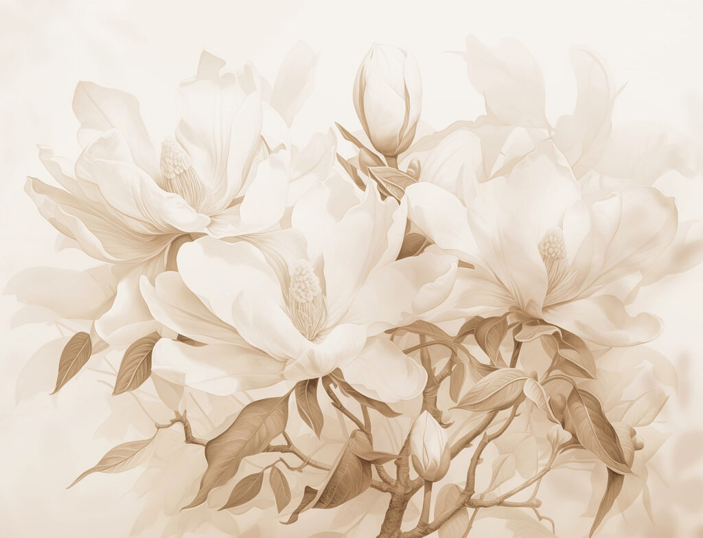 Magnolie în sepia — design complet