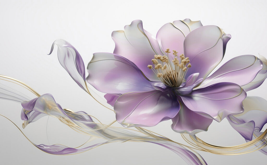 Floare albastră, stamine aurii — design complet