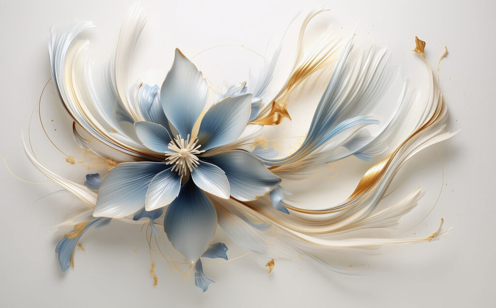 Floare albastră, panglici aurii — design complet