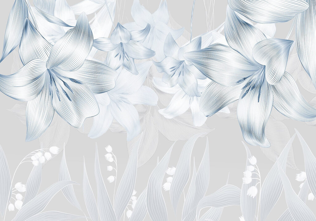Flori peste frunze — design complet