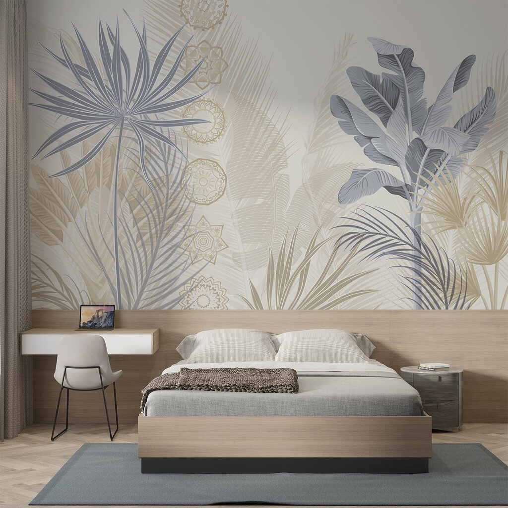 Forme tropicale grafice într-un interior