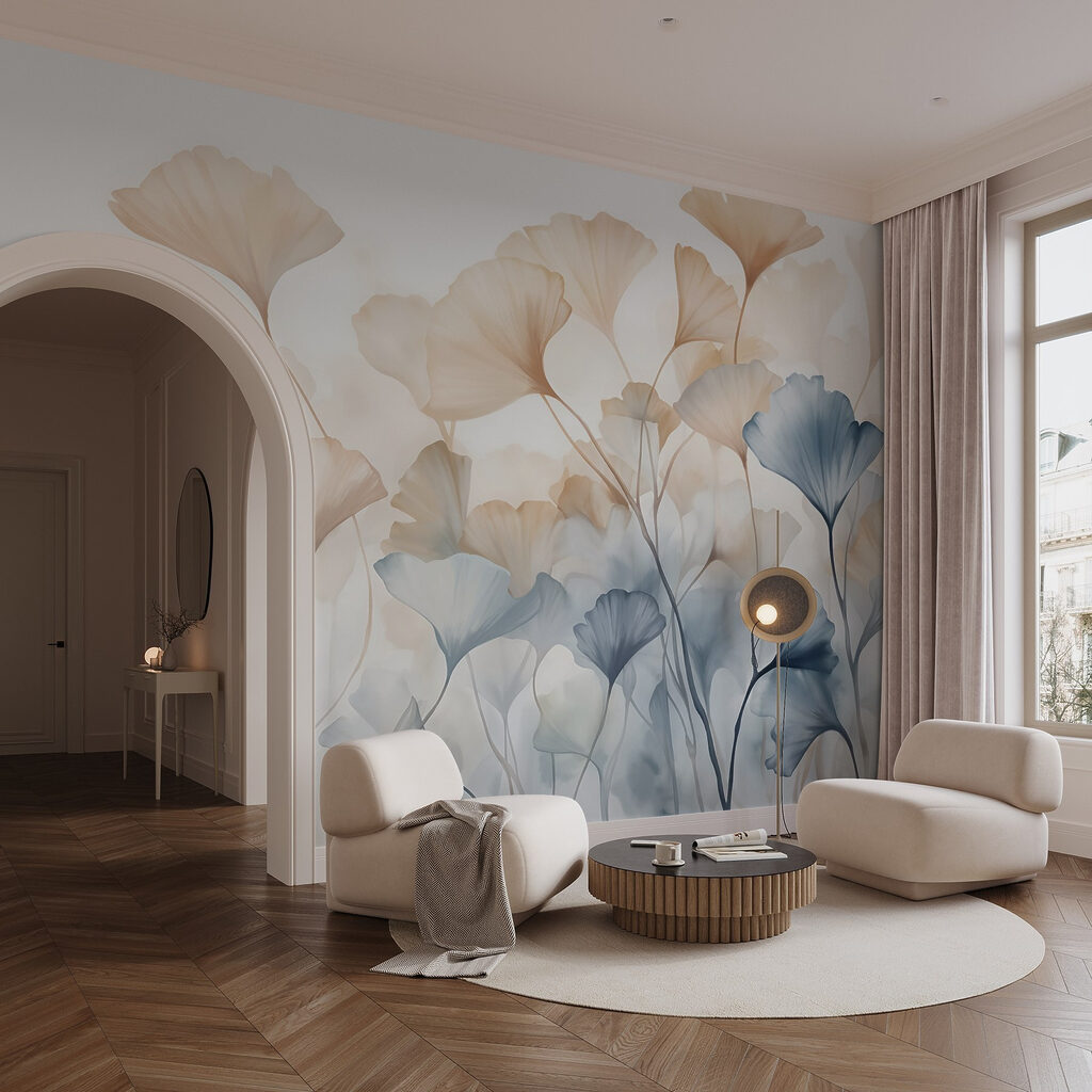 Flori piersică și albastru — interior 5