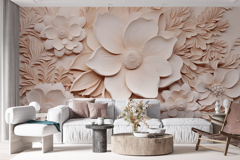 Flori roz pe bej — interior 4