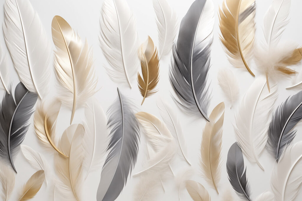 Pene aurii și gri — design complet