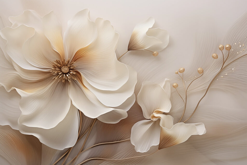Floare crem, muguri aurii — design complet