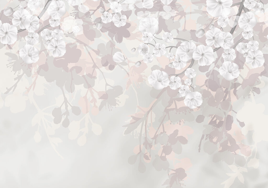 Frunze roz, fundal albastru — design complet