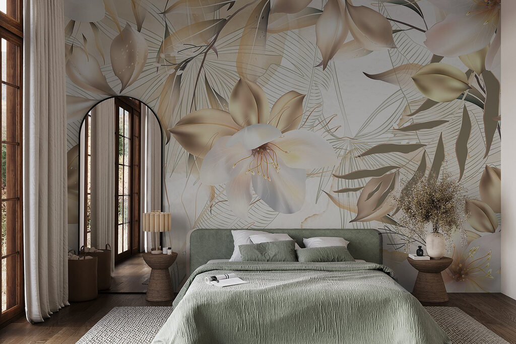 Flori tropicale, contur auriu — interior 2