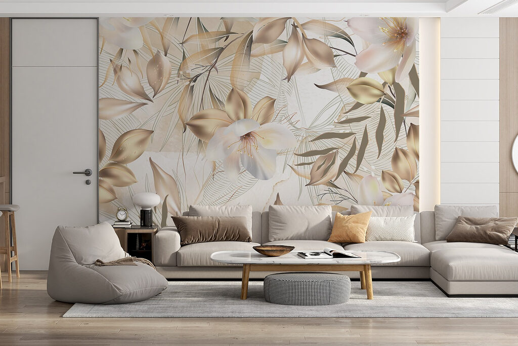 Flori tropicale, contur auriu — interior 5