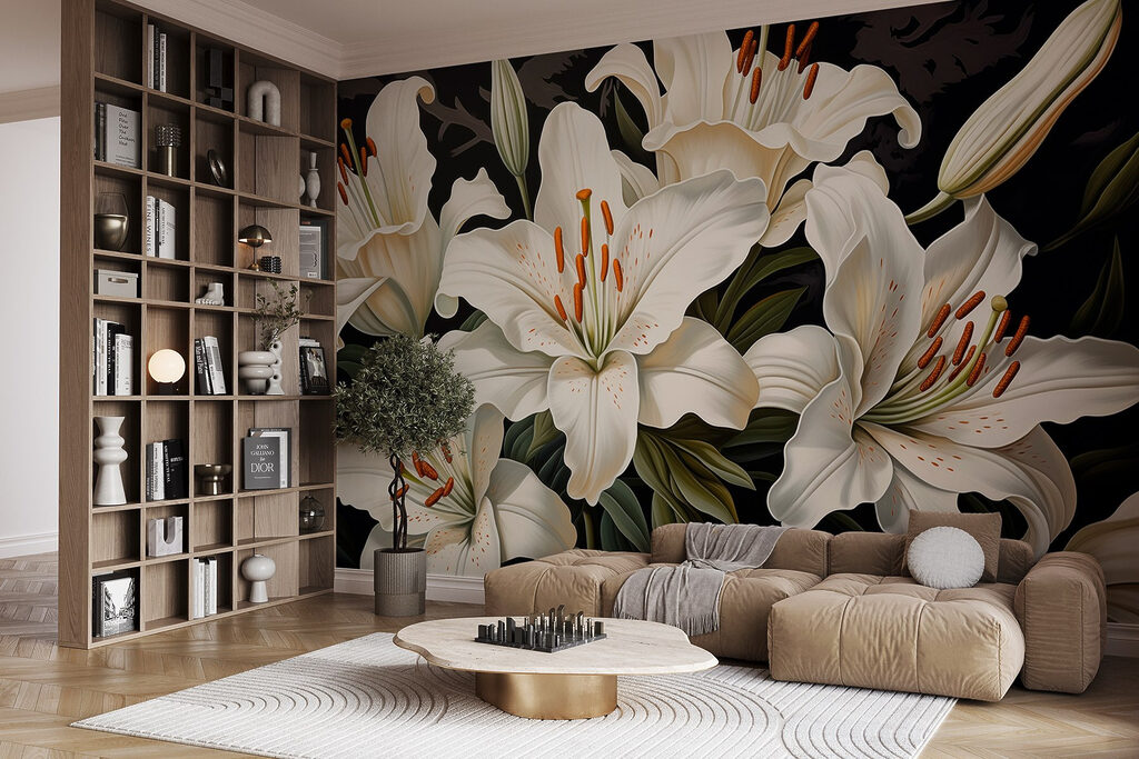 Crini albi pe negru — interior 4